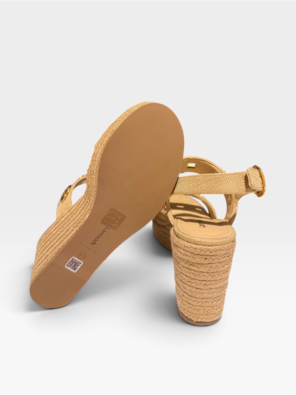 NWOB Larroude Milan Studded Espadrille Wedge Sandals - Picture 6 of 7
